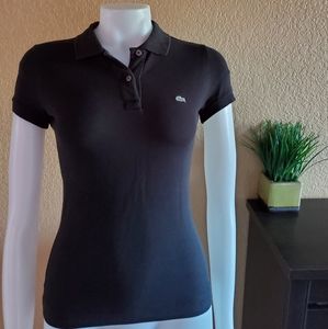 Lacoste Polo Shirt Top sz 36 XS black